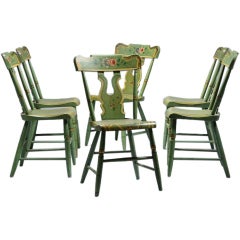 Set of Six Paint-Decorated Chairs