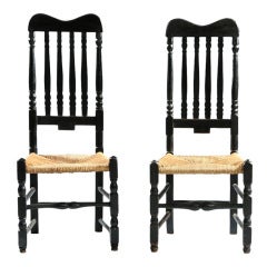 Antique Pair of Early Banister Back Chairs