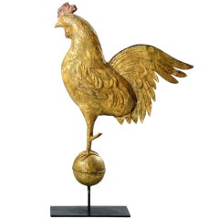 Antique Gilded Rooster Weathervane