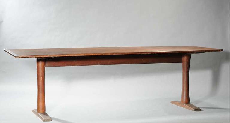 Rare Early American Trestle Table In Excellent Condition In Sheffield, MA