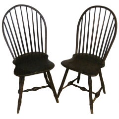 Antique Pair of Windsor Bow-Back Chairs