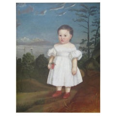 Naive Portrait of a Girl in a White Dress