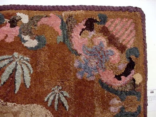 American Antique Hooked Rug with Lion