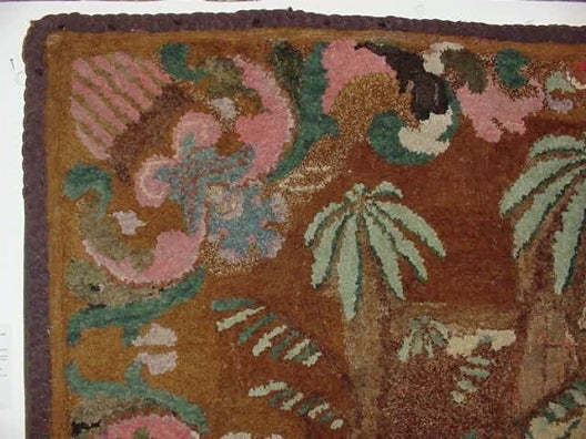 Antique Hooked Rug with Lion 1