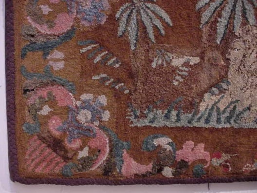 Antique Hooked Rug with Lion 2