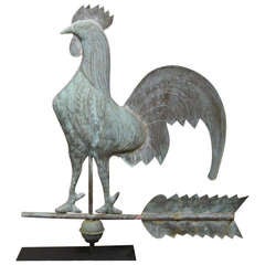 Vintage Copper Rooster Weathervane