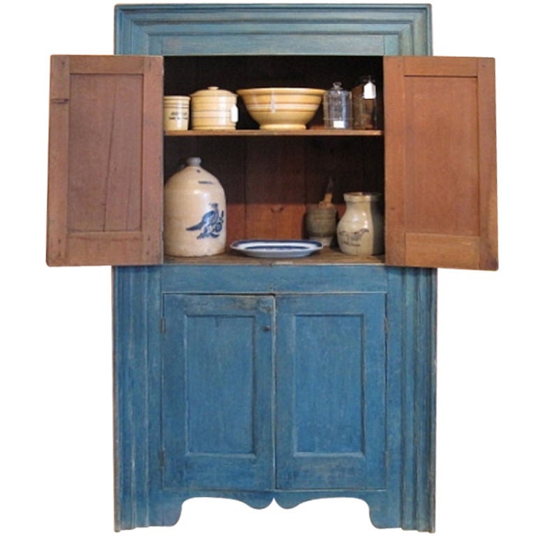 Hudson Valley Cupboard in Original Blue Paint at 1stDibs
