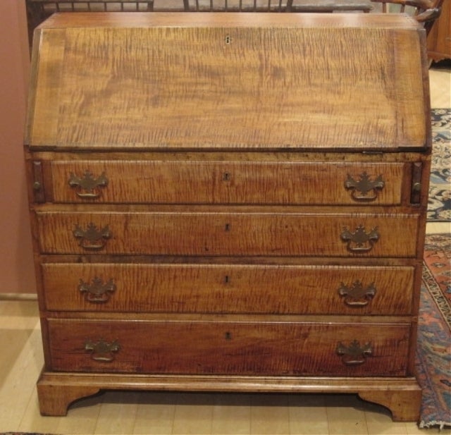 Chippendale Tiger Maple Slant-Front Desk