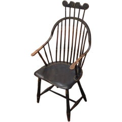 Antique Painted Windsor Comb-Back Continuous Armchair