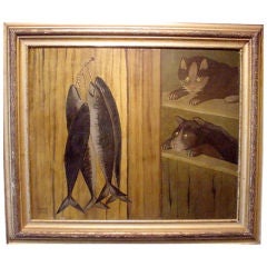 Painting of Cats and Fish