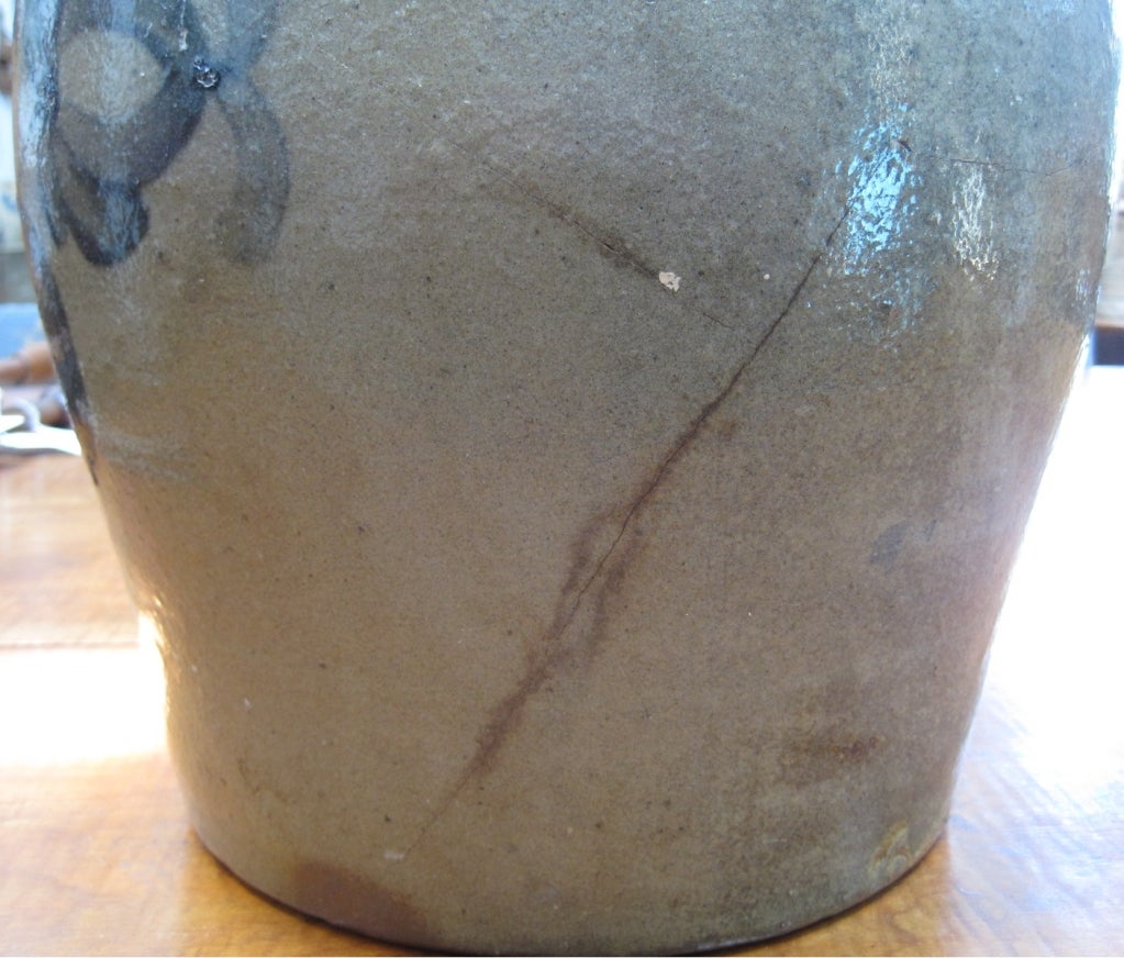 Large Decorated Stoneware Crock 1