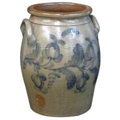 Antique Large Decorated Stoneware Crock