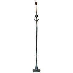 Lampadaire en bronze moulé de style Giacometti