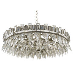 Circular Shaped Crystal Chandelier, France, circa 1950