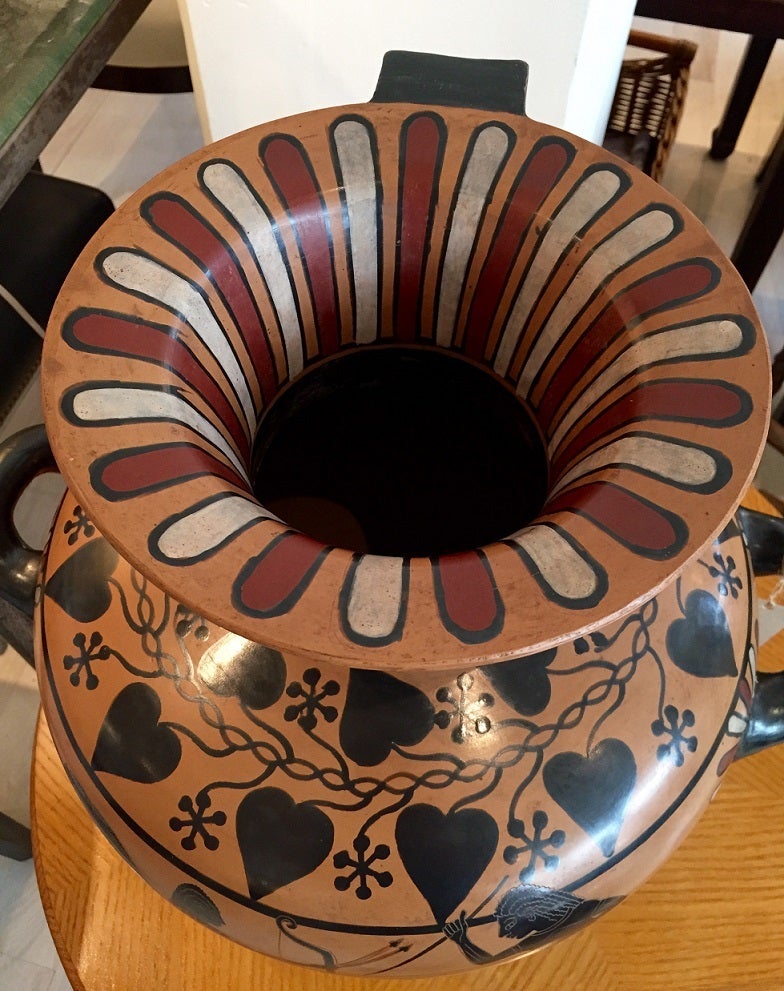 Large HandPainted Greek or Egyptian Revival Terracotta Vase with