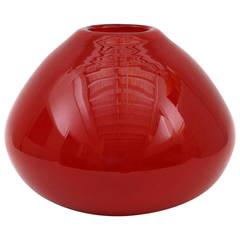 Large, Cherry Red Murano Glass Vase, Mid-Century Modern, Italy, circa 1960