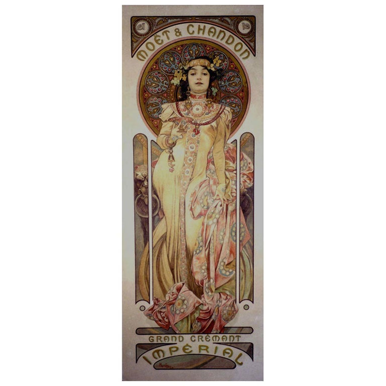\"Moet et Chandon Grand Cremant Imperial\" by Alphonse Mucha For Sale