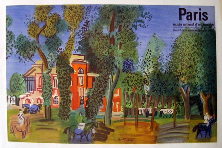 Original vintage lithograph art poster, archivally mounted on acid-free canvas.  <br />
Raoul Dufy is a highly collected French painter and designer. He was known for his depiction of open-air social events of the time period of which this poster