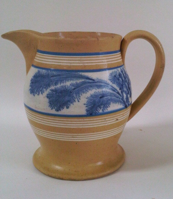 Mocha-decorated Yellowware Pitcher