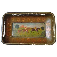 Vintage Painted tin/ tole basket or tray