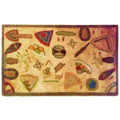 Antique Folksy hooked rug