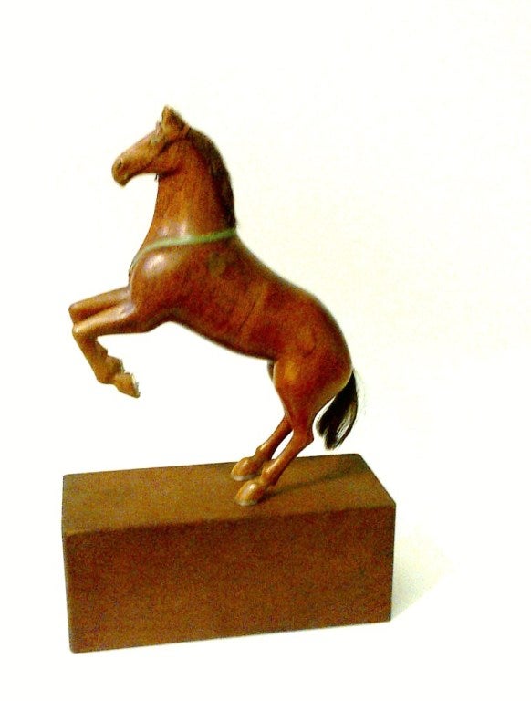 Beautiful Rearing Mare, Carved Walnut