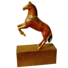 Vintage Beautiful Rearing Mare, Carved Walnut