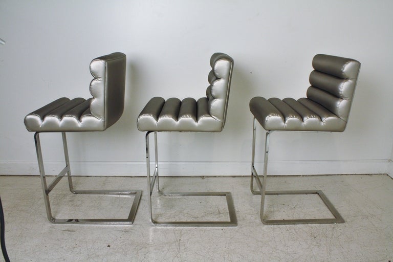 Pace Collection Chrome Bar Stools In Excellent Condition In Chicago, IL