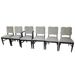 Set of 6 Art Deco Ebonized Dining Chairs