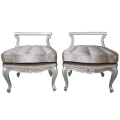 Pair of Petite Bergere Chairs Stools