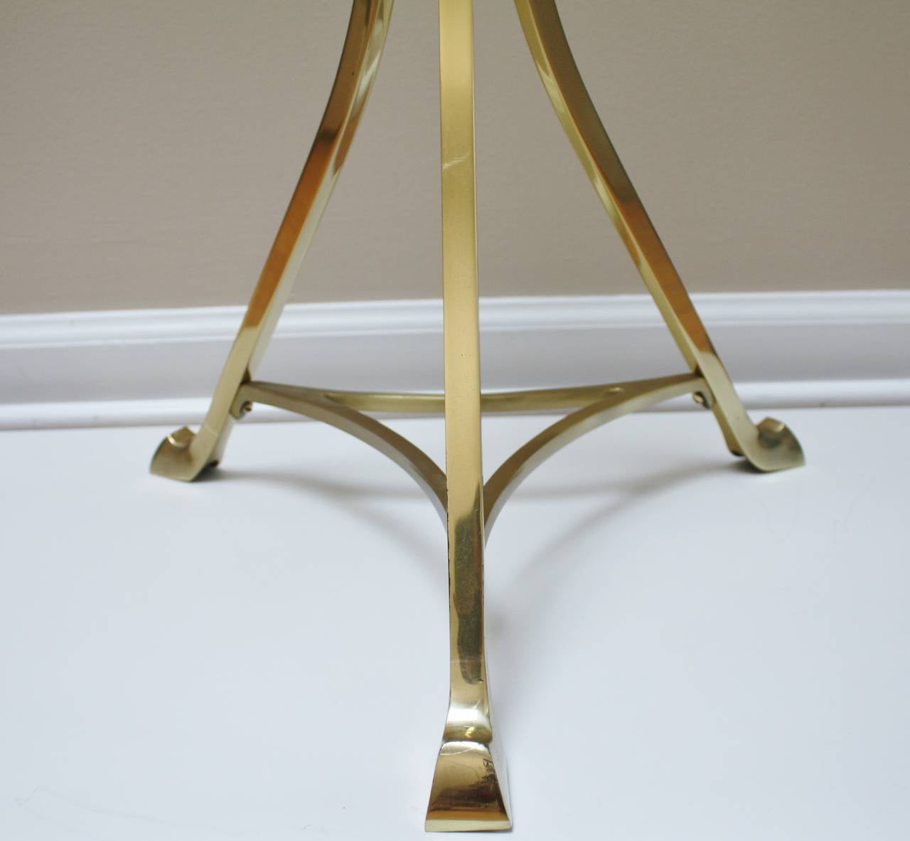 Polished Solid Brass and Glass Side Table