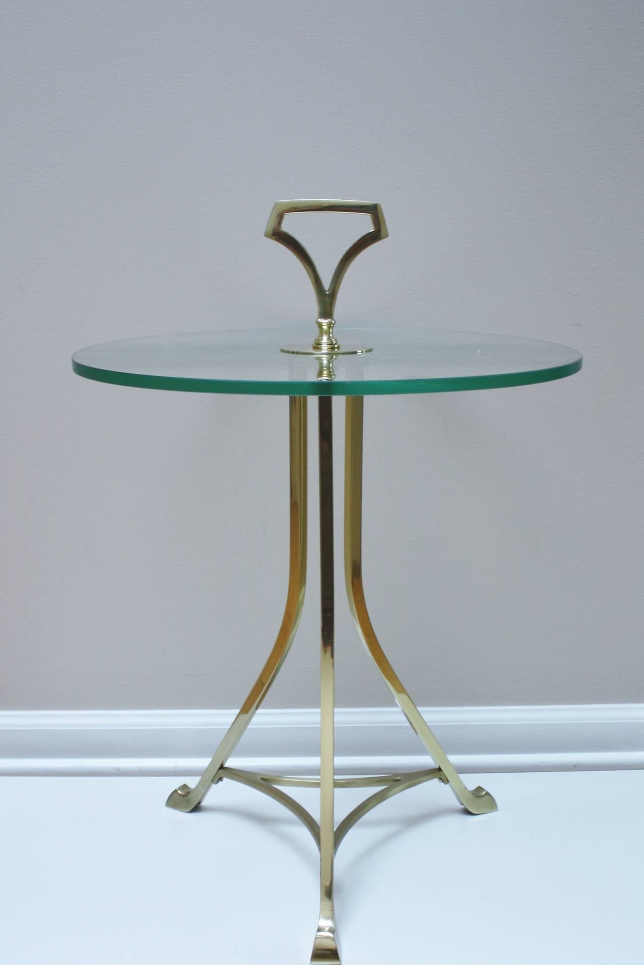 Solid Brass and Glass Side Table In Excellent Condition In Chicago, IL