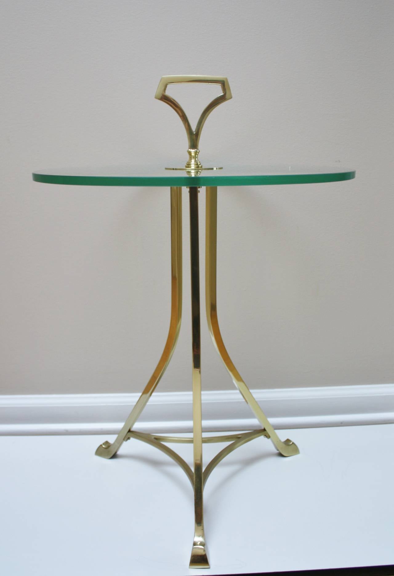 Elegant and solid brass side or cigarette table with removable 3/4