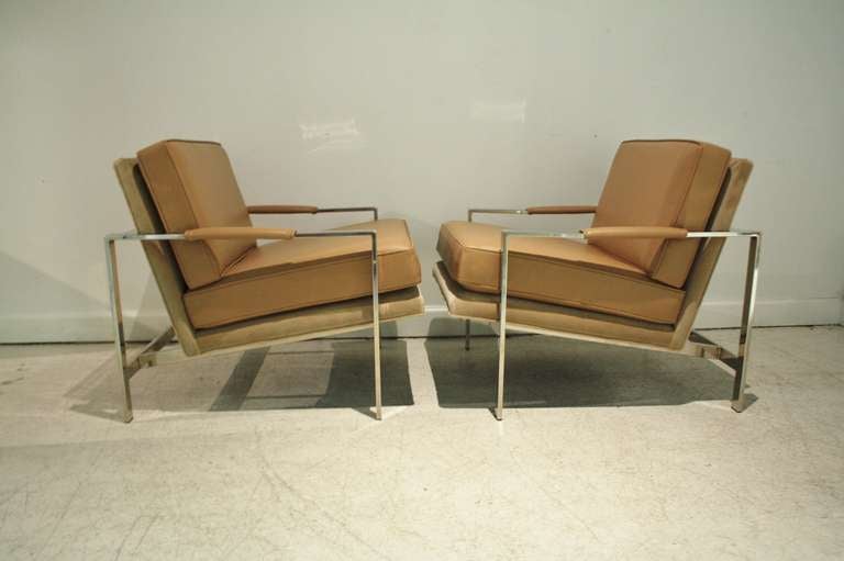 Milo Baughman Chrome Arm Chairs
