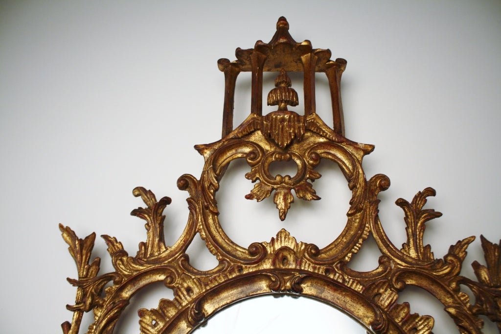 Wood Antique Chippendale Style Mirror