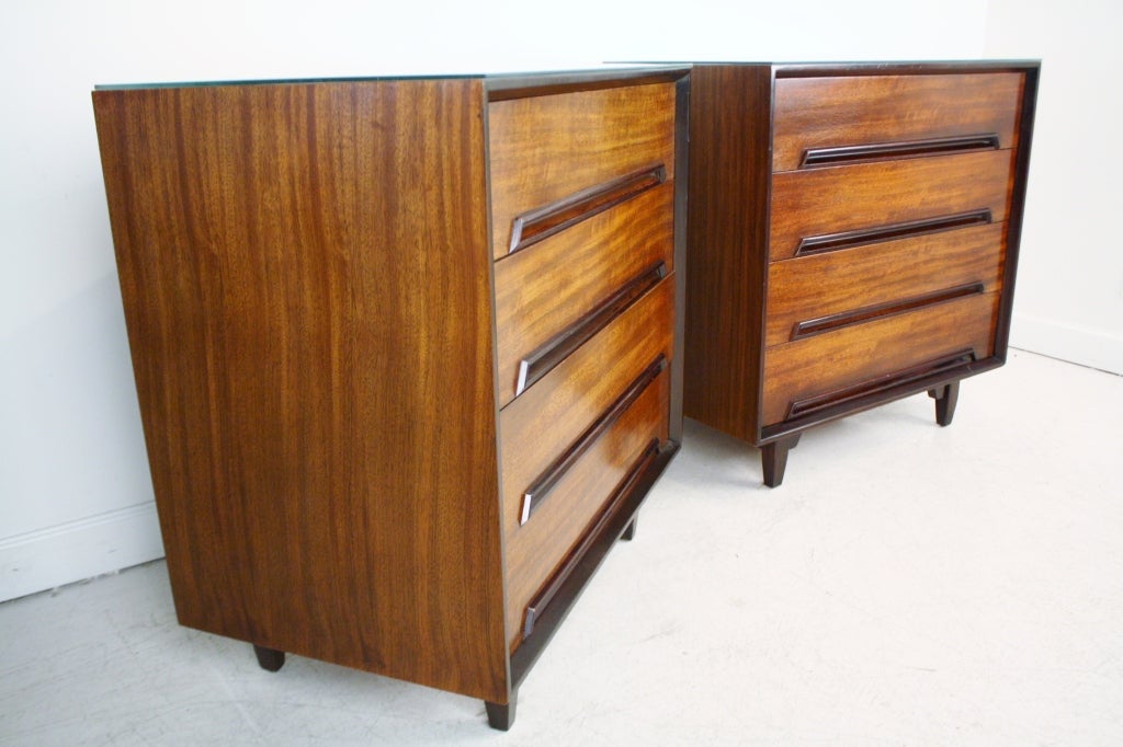 Mahogany Pair of Milo Baughman Perspectives Commodes