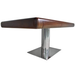 Vintage Modernist Pedestal Oak Desk by OSI