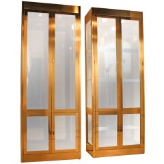 Pair of Mastercraft Brass Vitrines