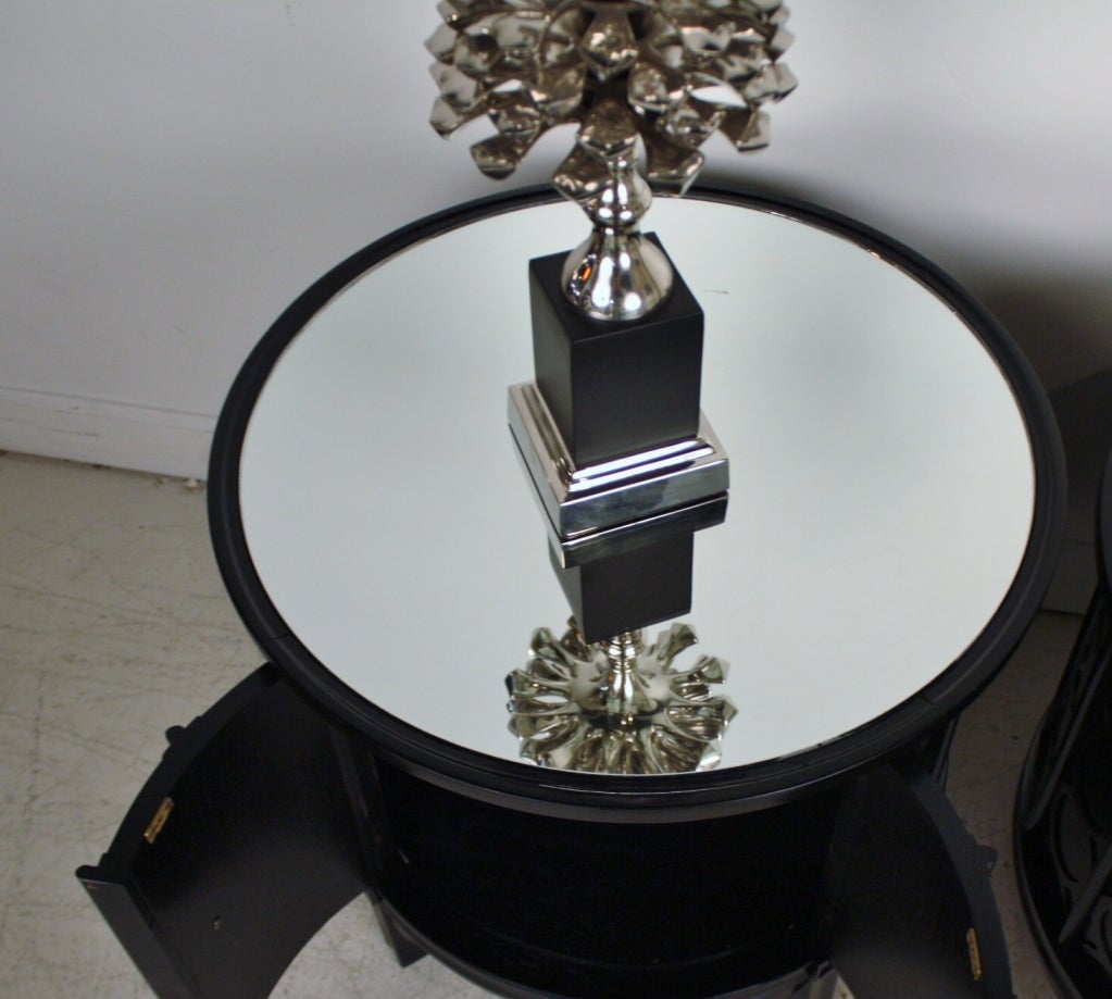 Pair of Round Drum End Tables at 1stDibs