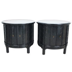 Pair of Round Drum End Tables