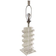Karl Springer Stacked Frosted and Clear Lucite Lamp