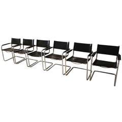 Set of Six Mart Stam Dining Arm Chairs