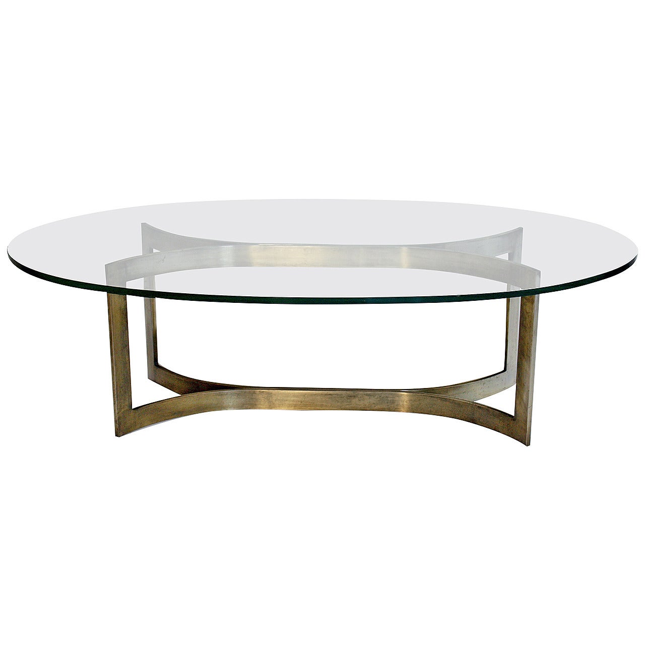 Baker Bronze and Glass Oval Cocktail Table
