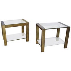 Custom Vintage Bronzed Metal and Glass End Tables 9