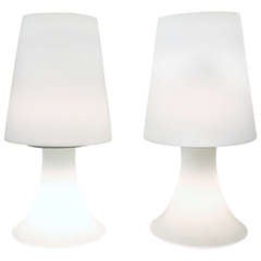 Pair of White Glass Laurel Lamps and Shades 10