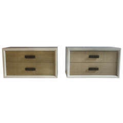 Pair of Kent Coffey Lacquered and Shagreen Night Stands