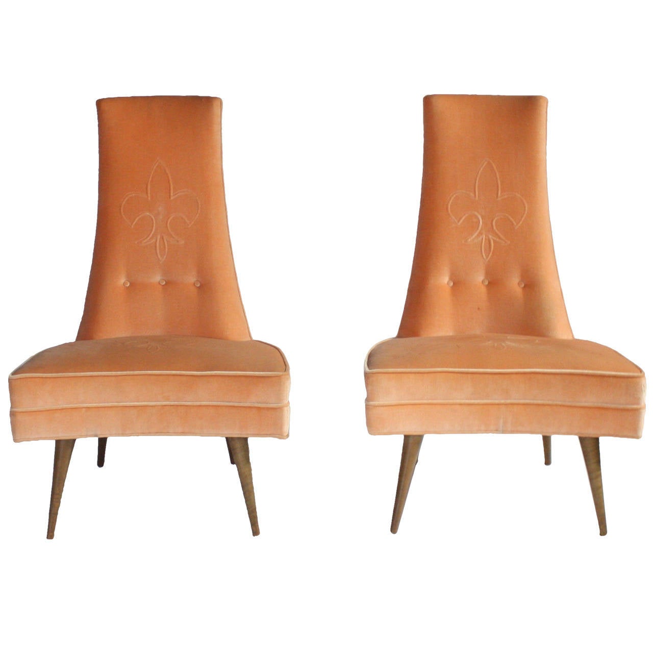 Mid-Century High-Back Slipper Chairs at 1stdibs