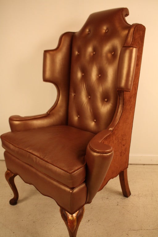 20th Century George II Style Reupholstered Wing Back Chair