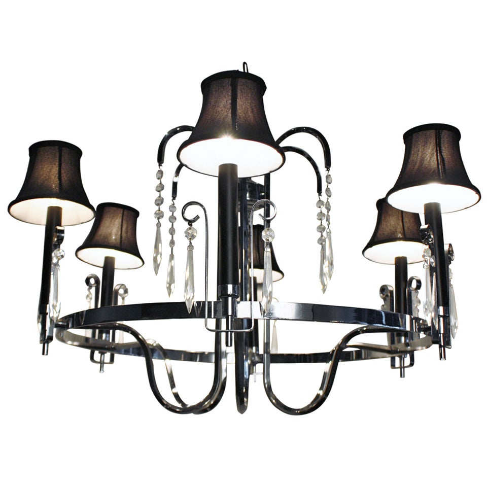 Vintage Chrome and Prism Chandelier For Sale