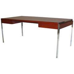 Stow Davis Chrome and Mahogany Executive Desk